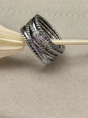 David Yurman 925 Silver Rings with Original Pouch